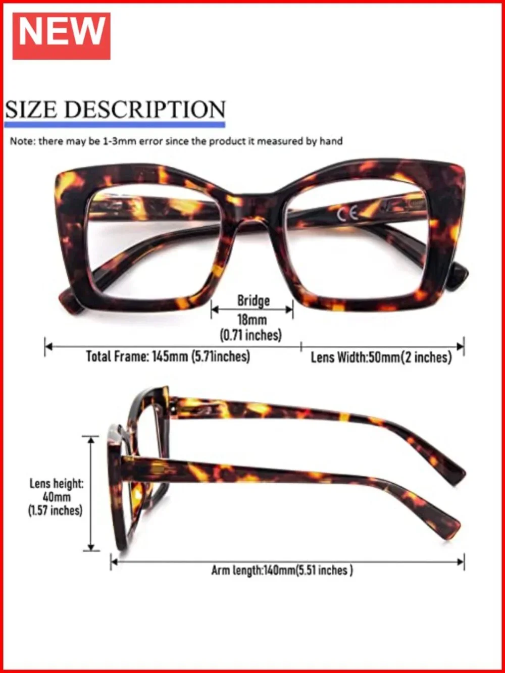 Oversized Square Reading Glasses Women Blue Light Blocking Large Frame Computer